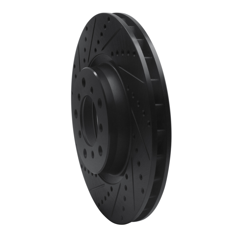 BMW M3 Brake Rotor (1) - Right Front - R1 Concepts - Drilled & Slotted - Black - `01-`06